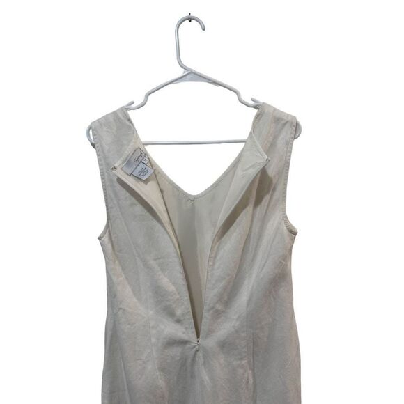Vintage Spiegel White Linen Sleeveless Mini Dress Zipper Back Coastal Size 14 - Picture 7 of 11